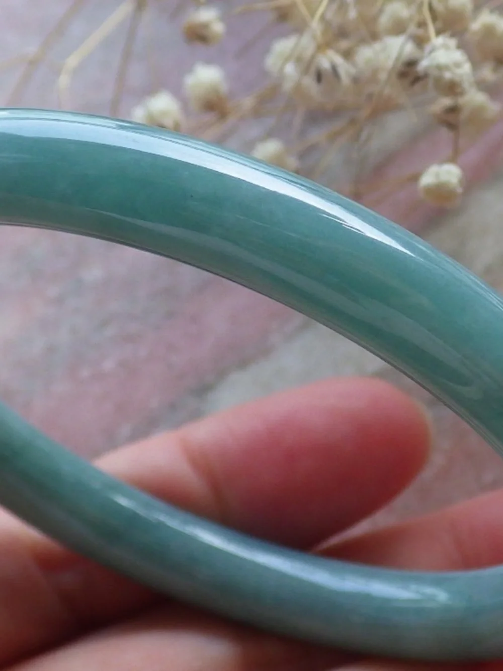 57mm Certified Hand Carved Green Natural A JADE Circle Jadeite Bracelet Bangle